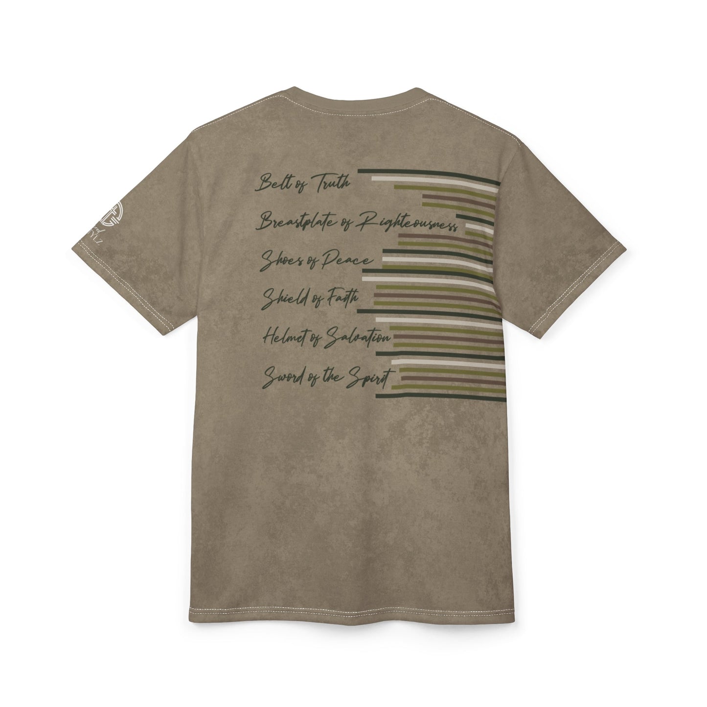 Armor of God – Green Camo on Tan Suede - Wash Short Sleeve Tee - Sacred Stylz