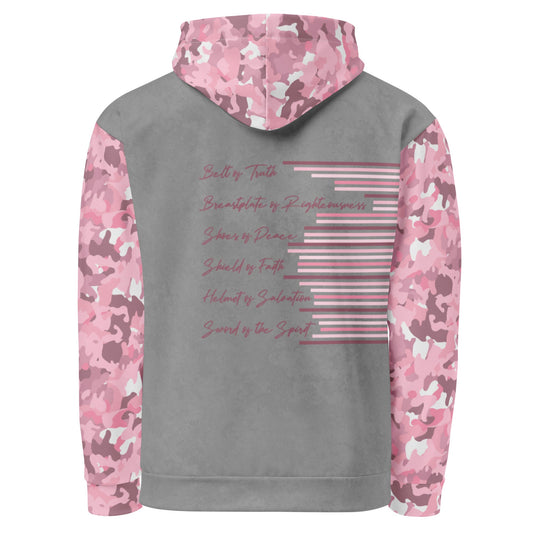 Armor of God - Pink Camo on Gray Suede - Wash Cotton Hoodie - Unisex - Sacred Stylz