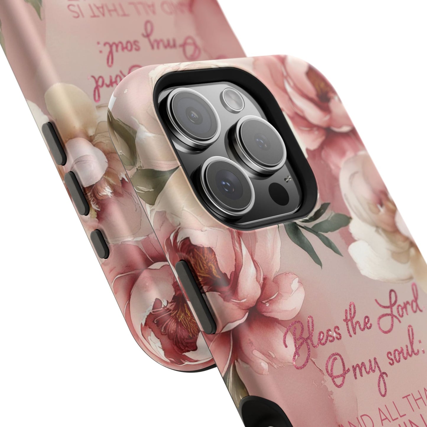 Bless the Lord - Magnetic Tough iPhone Case - Bible Verse (Peonies) - Sacred Stylz