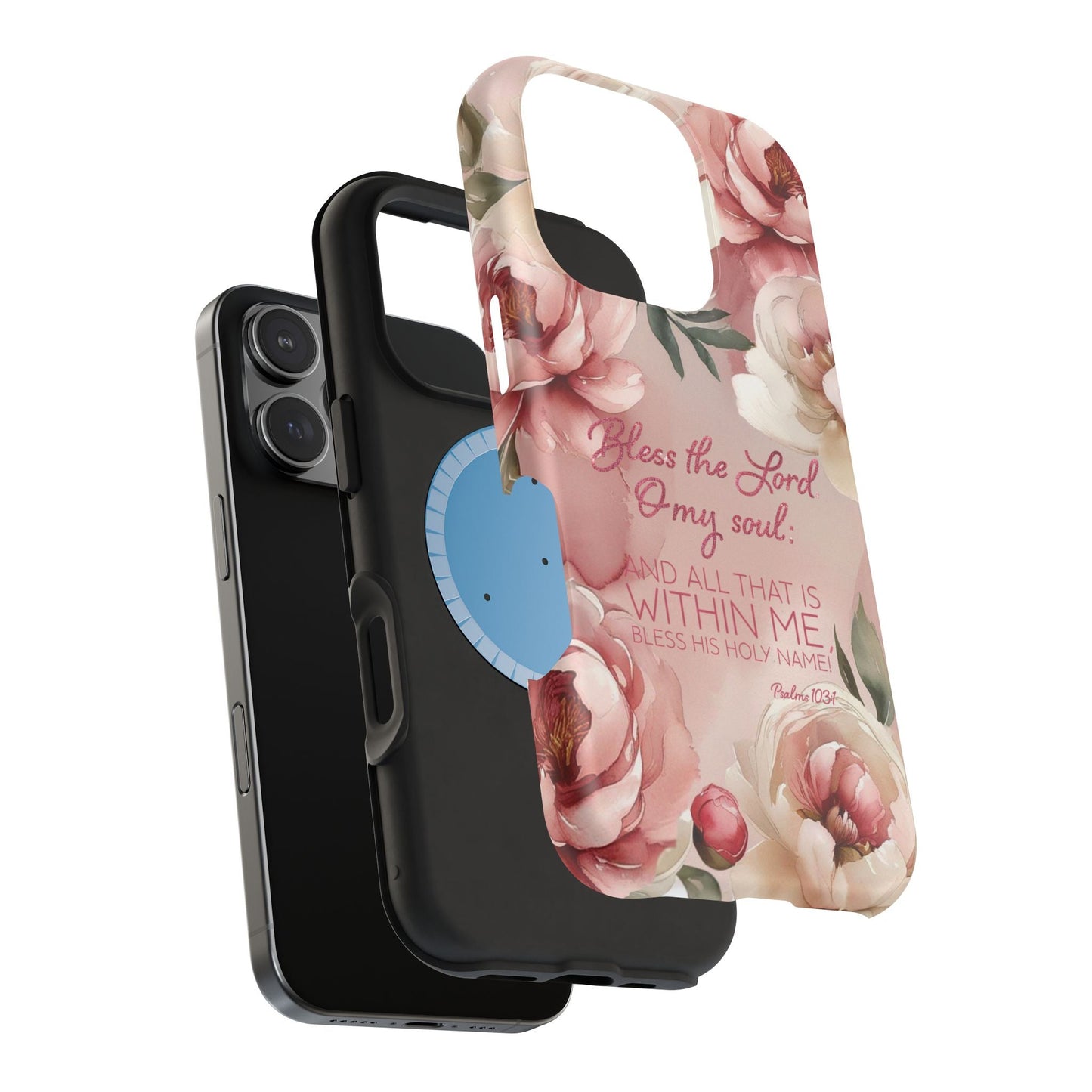 Bless the Lord - Magnetic Tough iPhone Case - Bible Verse (Peonies) - Sacred Stylz
