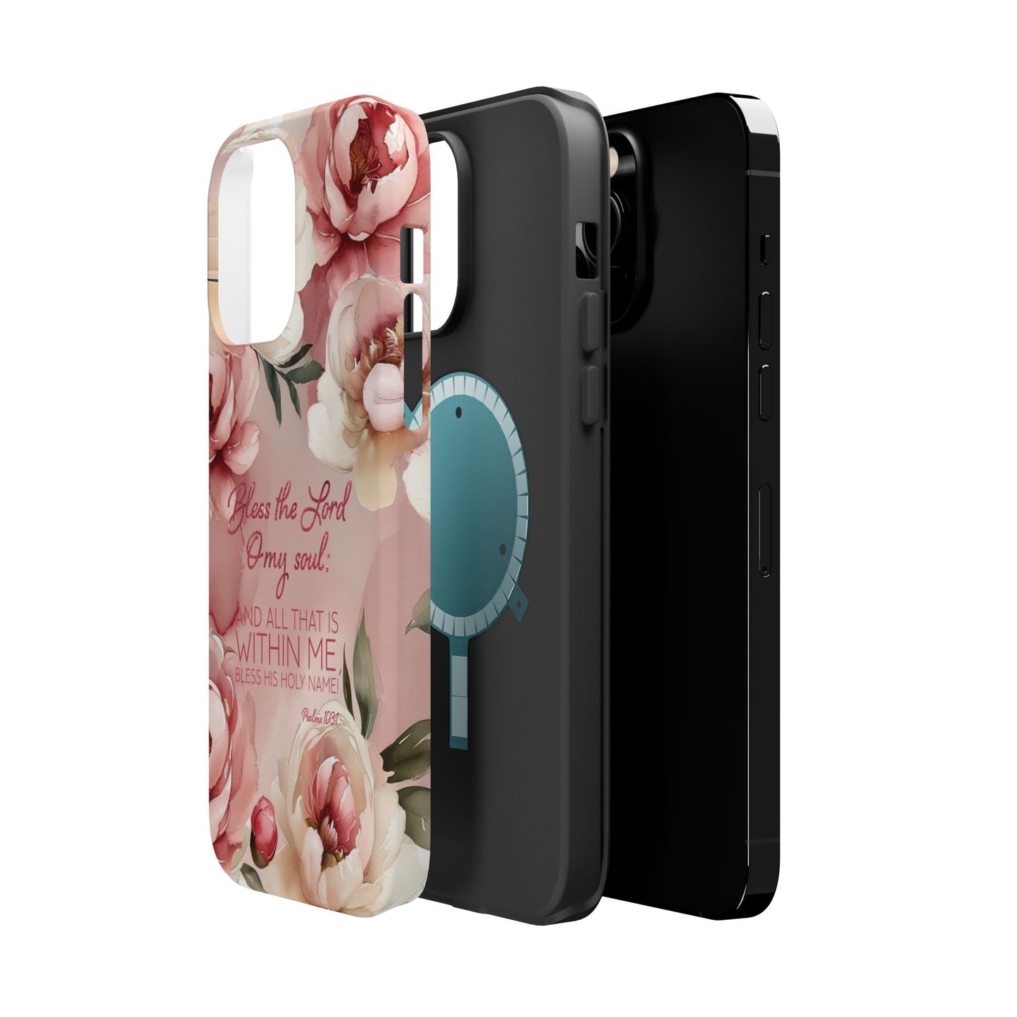 Bless the Lord - Magnetic Tough iPhone Case - Bible Verse (Peonies) - Sacred Stylz