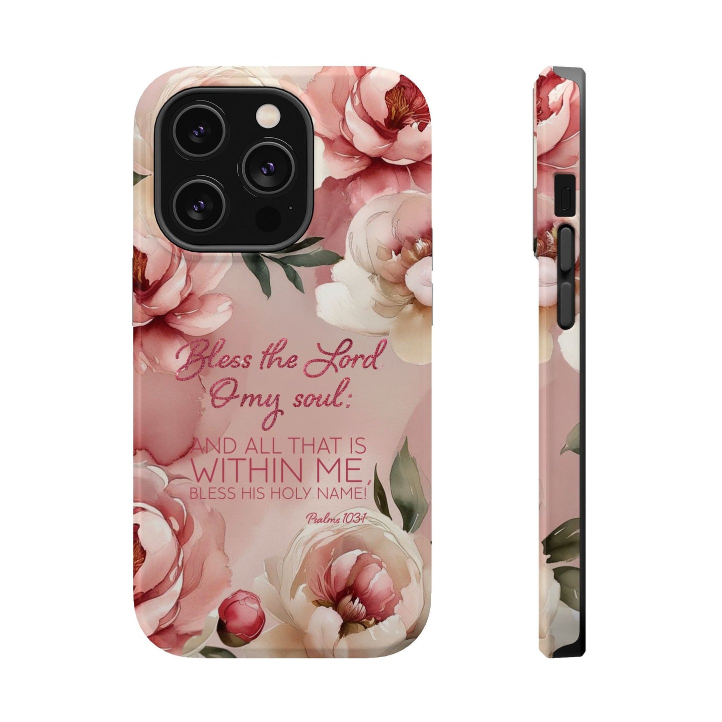 Bless the Lord - Magnetic Tough iPhone Case - Bible Verse (Peonies) - Sacred Stylz