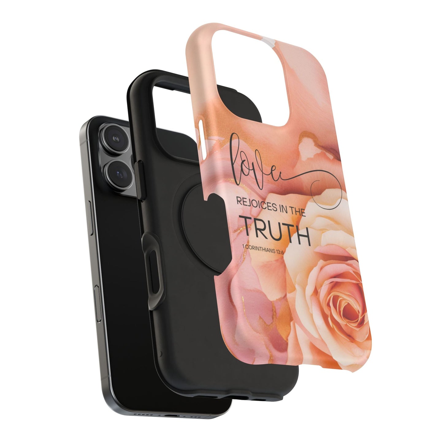 Love Rejoices - Impact - Resistant Phone Case - Bible Verse (Rose) - Sacred Stylz