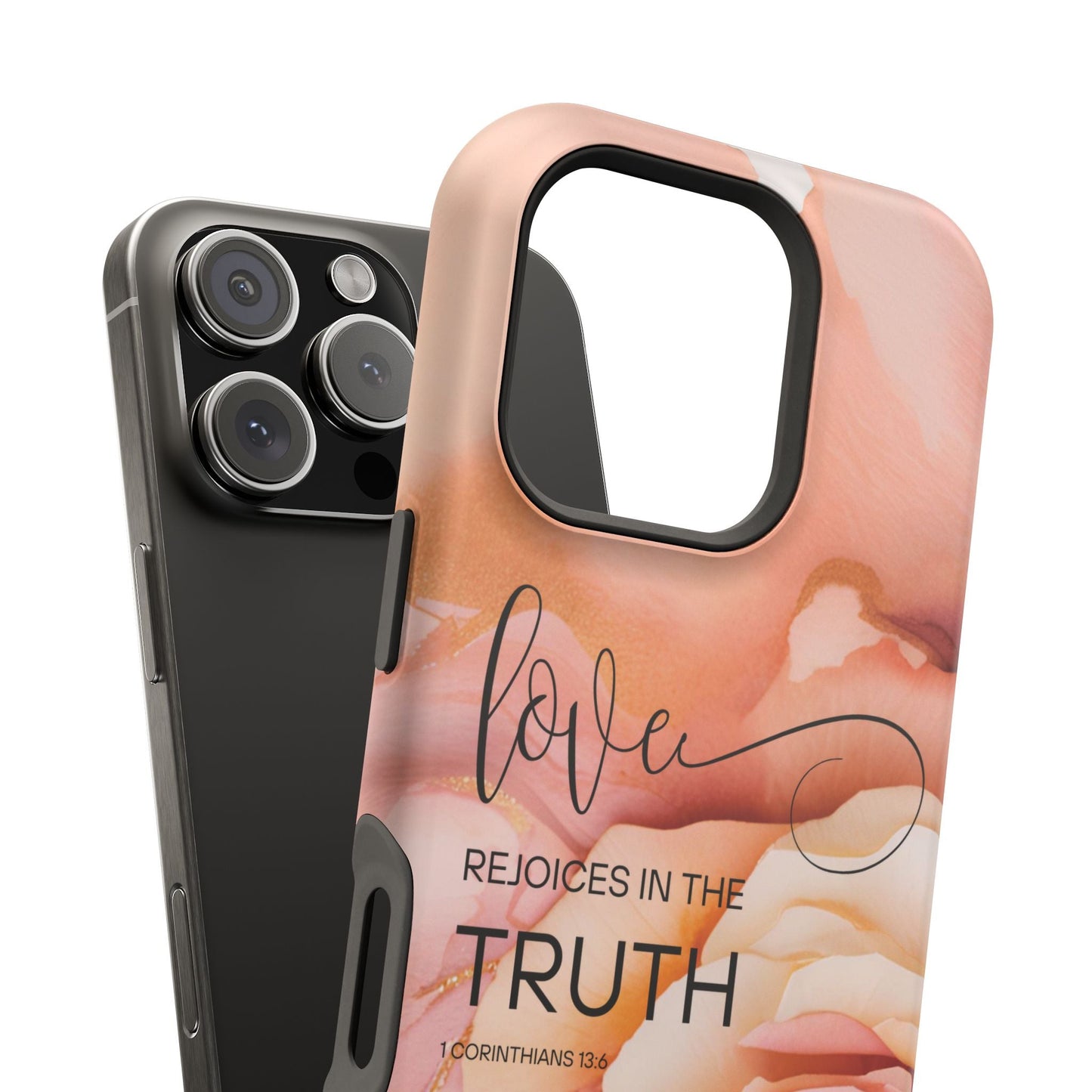 Love Rejoices - Impact - Resistant Phone Case - Bible Verse (Rose) - Sacred Stylz