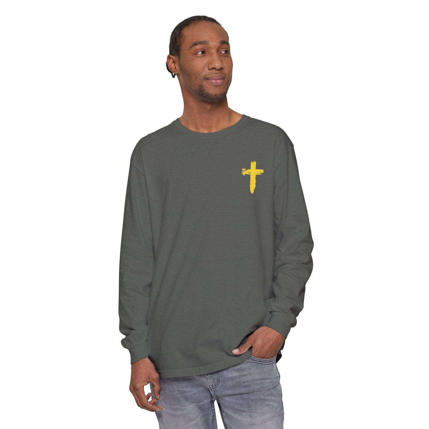 Man of Faith - Garment - dyed Long Sleeve T-Shirt - Sacred Stylz