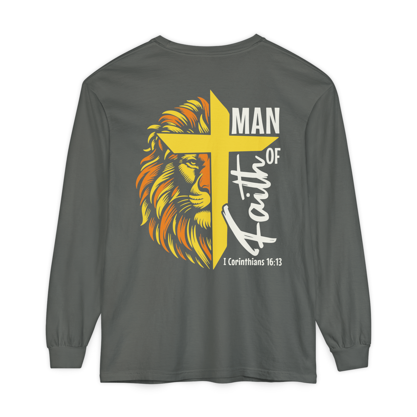 Man of Faith - Garment - dyed Long Sleeve T-Shirt - Sacred Stylz