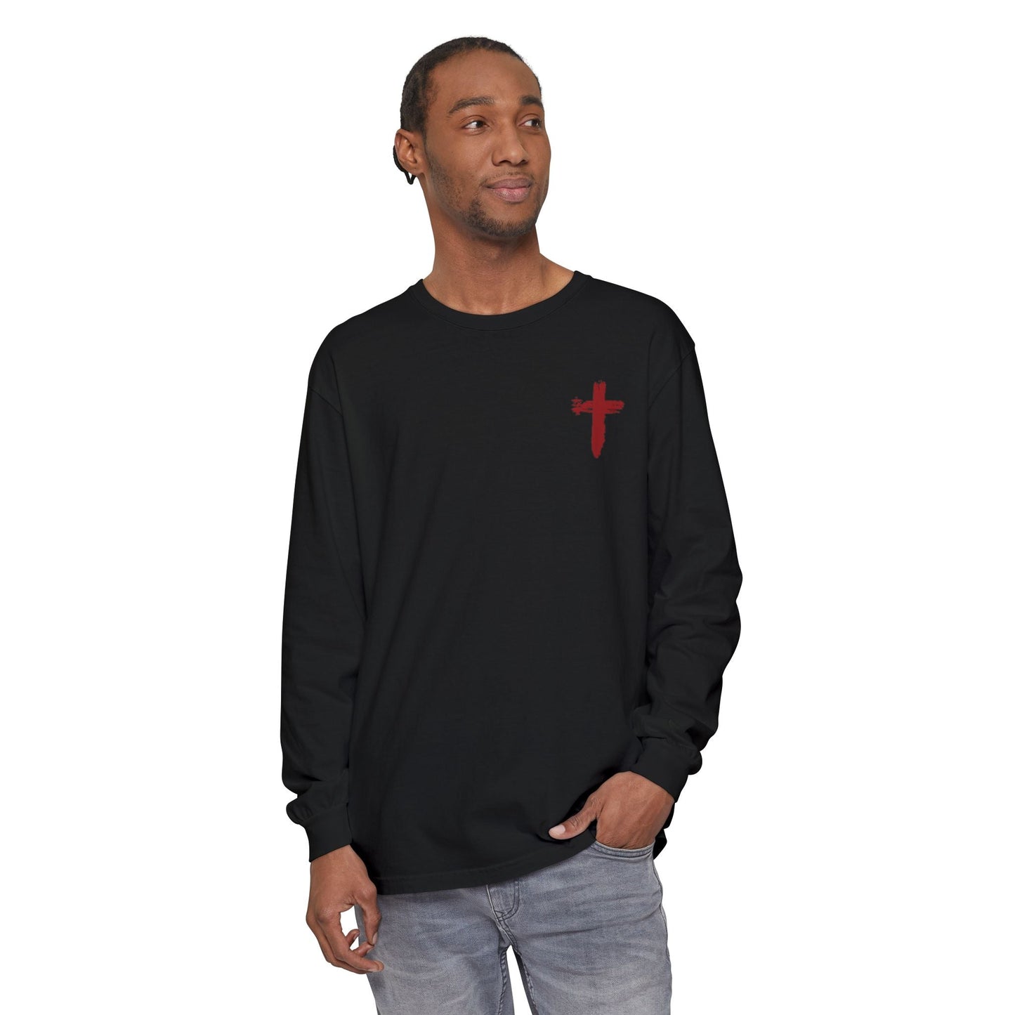 Man of Faith - Garment - dyed Long Sleeve T-Shirt - Sacred Stylz