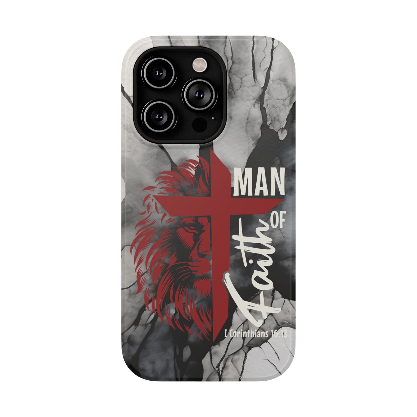 Man of Faith - Impact - Resistant Phone Case - Lion & Cross (Red) - Sacred Stylz