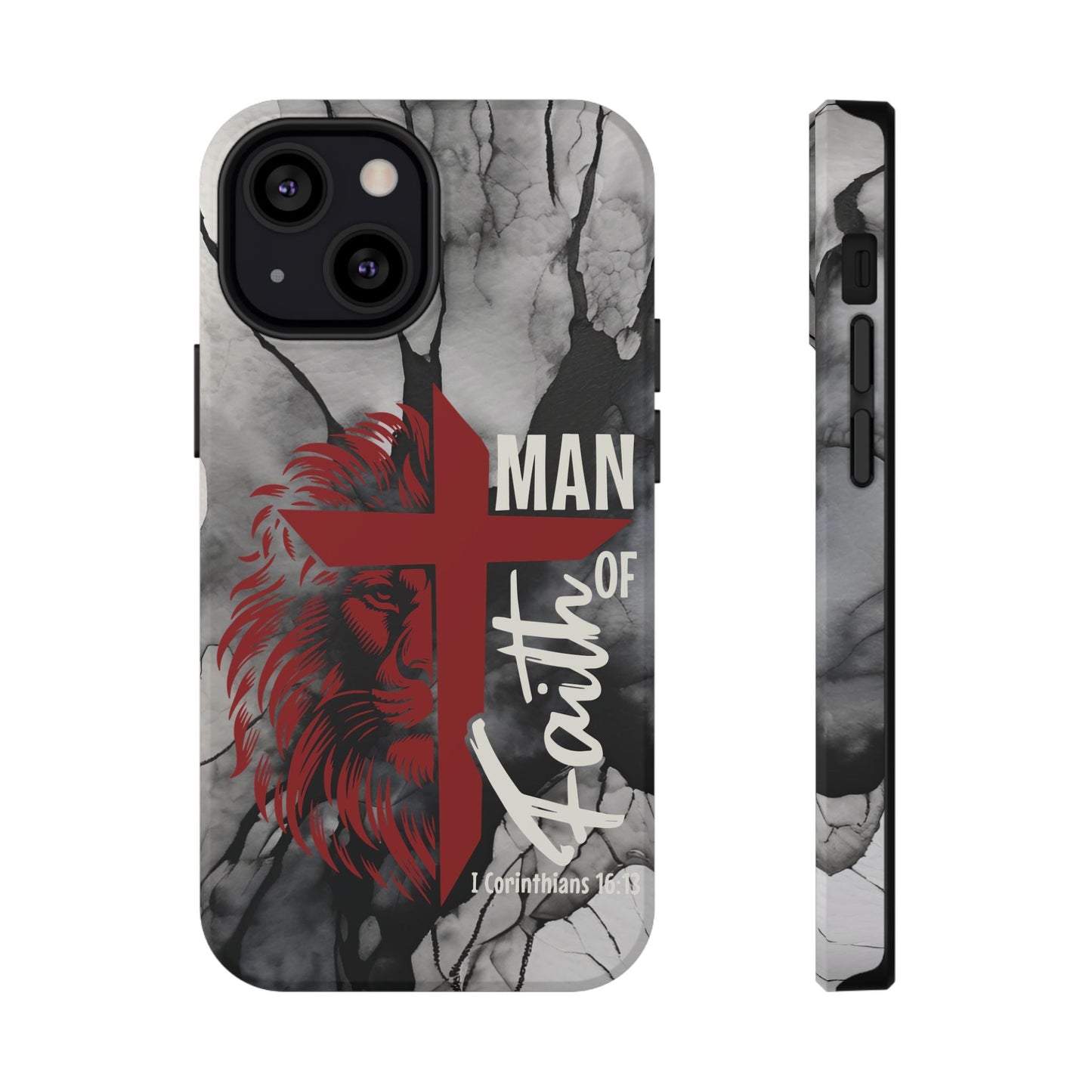 Man of Faith - Impact - Resistant Phone Case - Lion & Cross (Red) - Sacred Stylz
