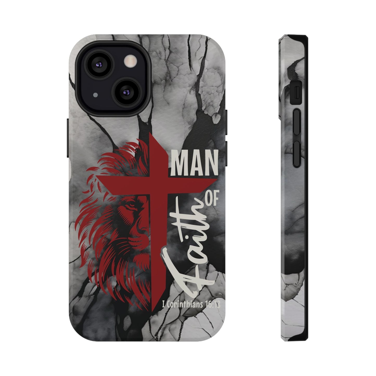 Man of Faith - Impact - Resistant Phone Case - Lion & Cross (Red) - Sacred Stylz