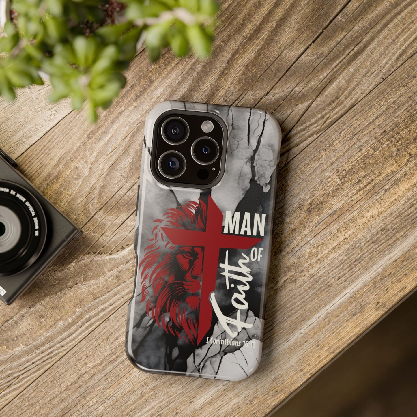 Man of Faith - Impact - Resistant Phone Case - Lion & Cross (Red) - Sacred Stylz