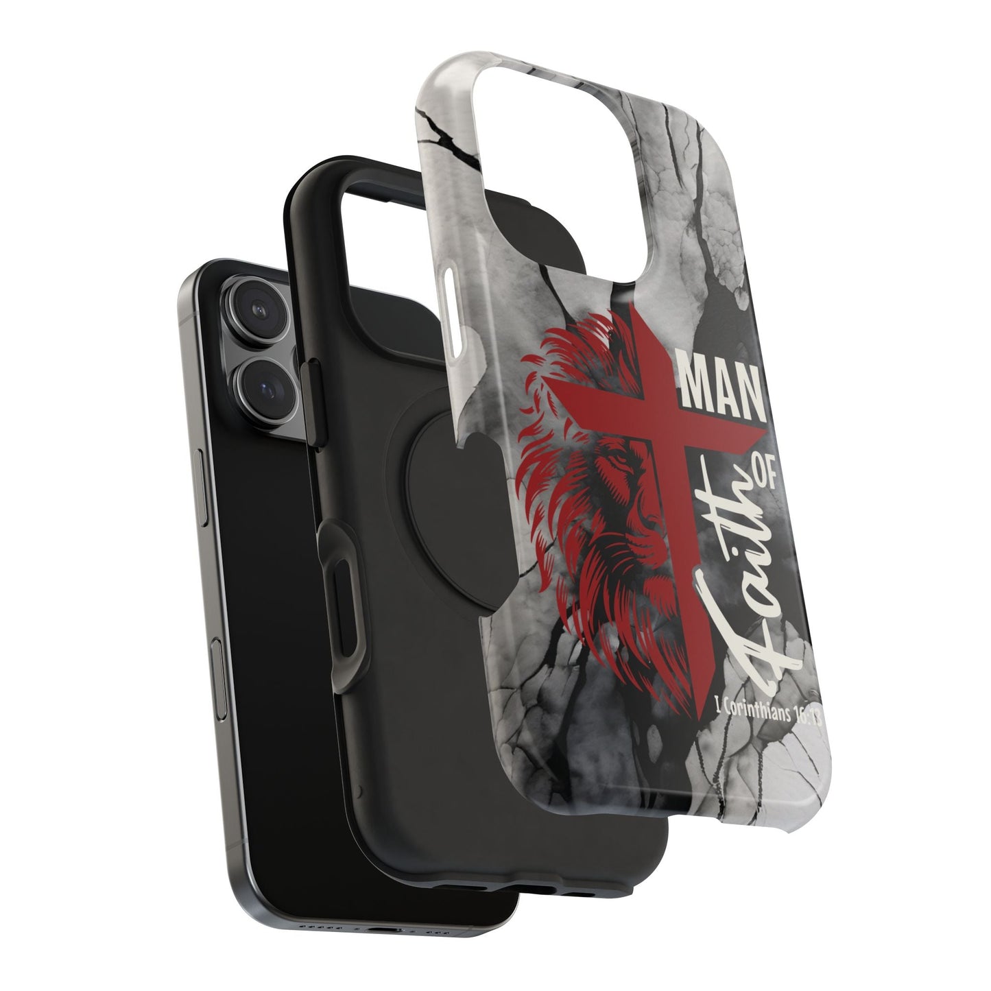 Man of Faith - Impact - Resistant Phone Case - Lion & Cross (Red) - Sacred Stylz