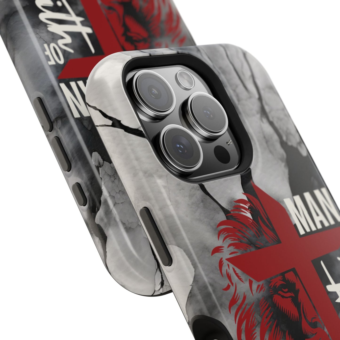Man of Faith - Impact - Resistant Phone Case - Lion & Cross (Red) - Sacred Stylz
