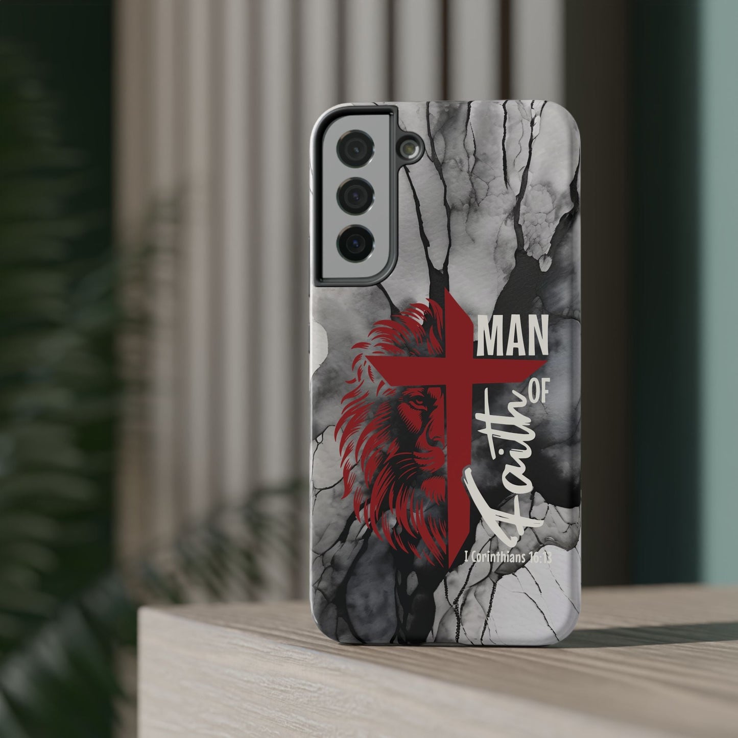 Man of Faith - Impact - Resistant Phone Case - Lion & Cross (Red) - Sacred Stylz