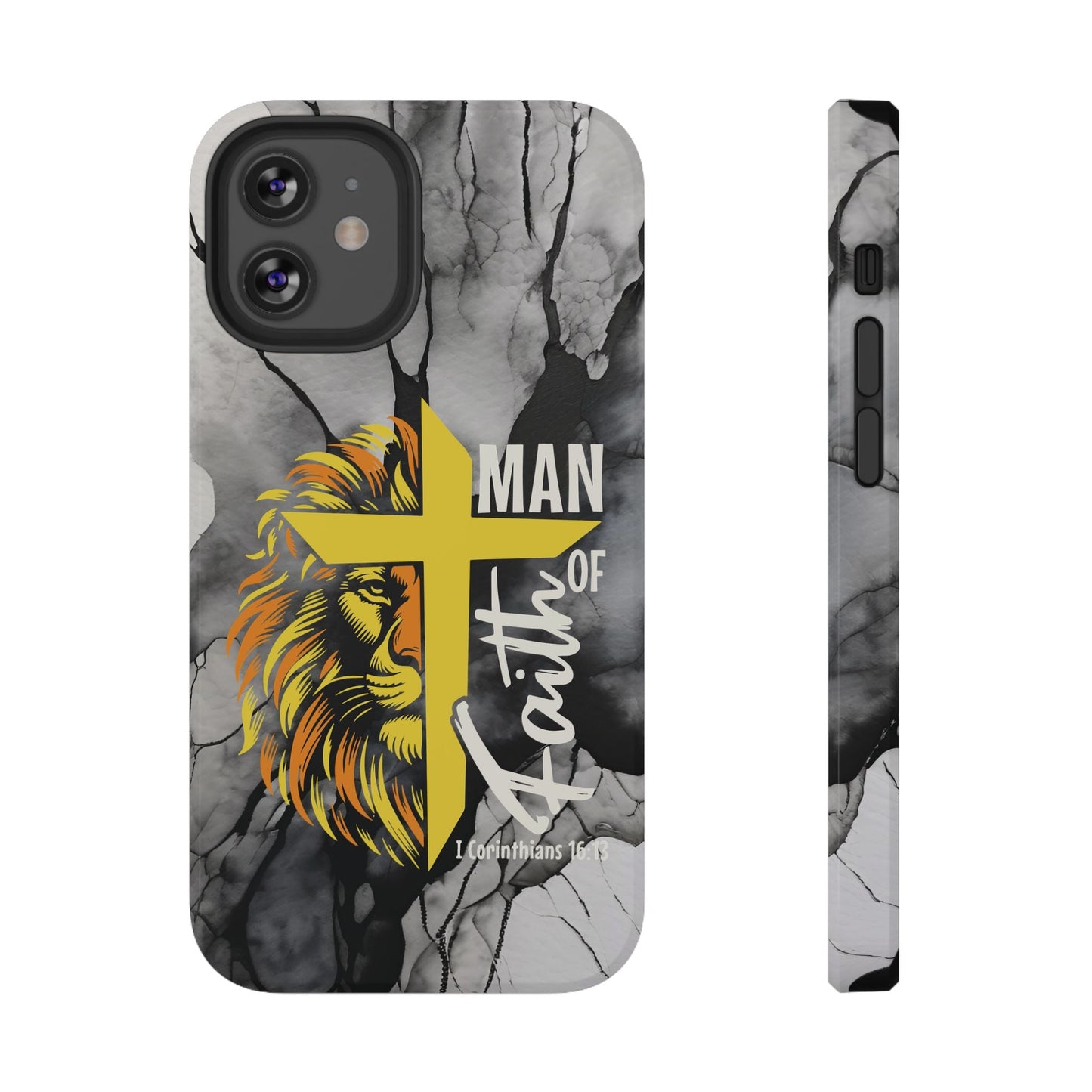 Man of Faith - Impact - Resistant Phone Case - Lion & Cross (Yellow) - Sacred Stylz