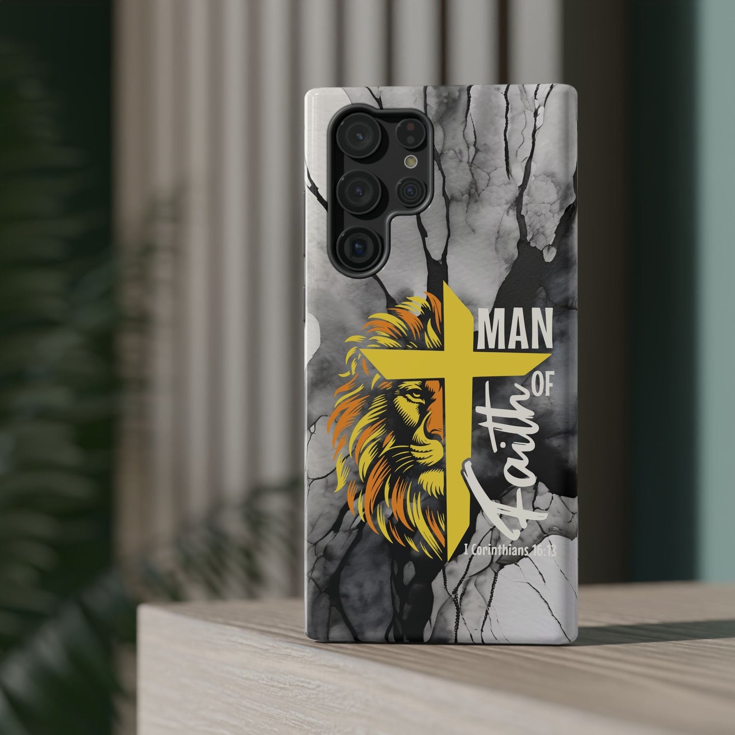 Man of Faith - Impact - Resistant Phone Case - Lion & Cross (Yellow) - Sacred Stylz