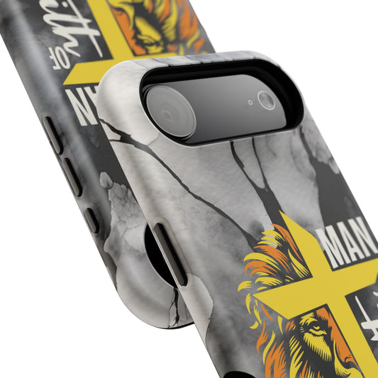 Man of Faith - Impact - Resistant Phone Case - Lion & Cross (Yellow) - Sacred Stylz