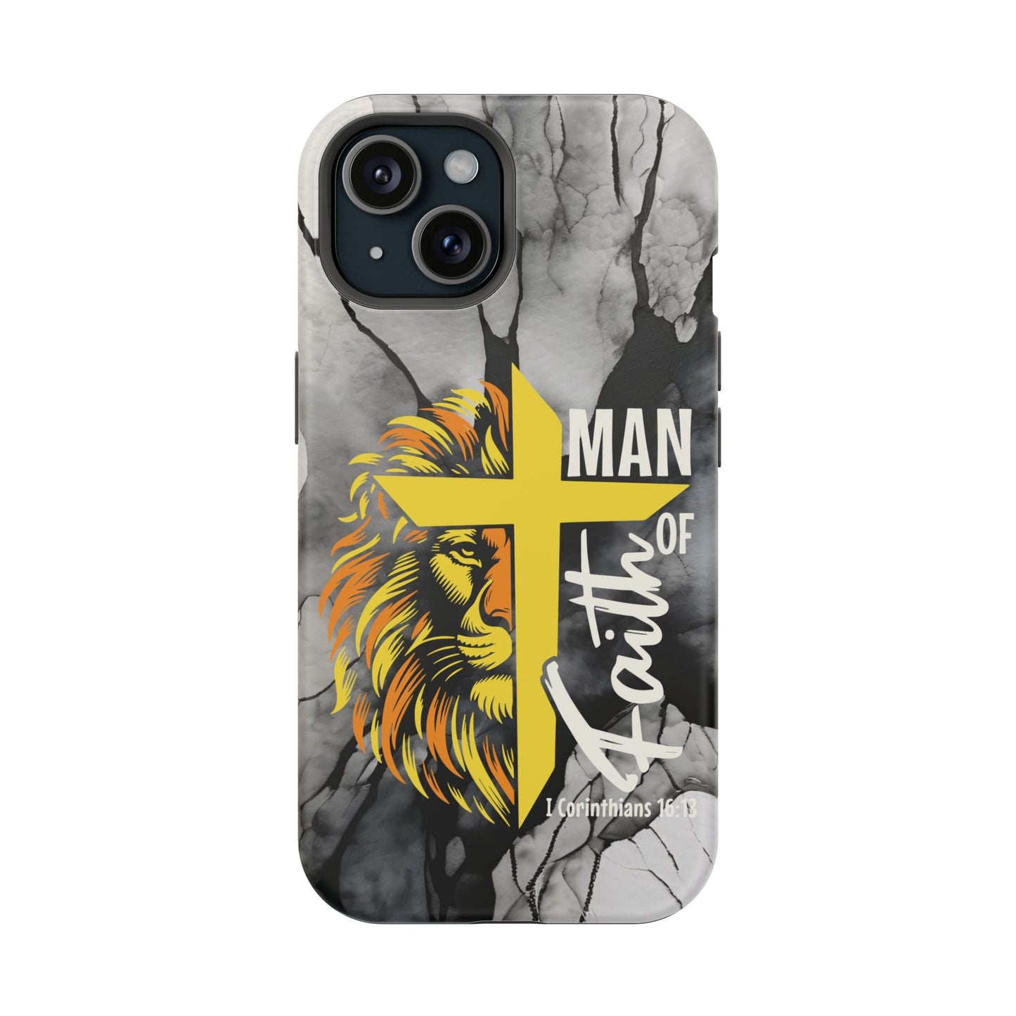 Man of Faith - Impact - Resistant Phone Case - Lion & Cross (Yellow) - Sacred Stylz