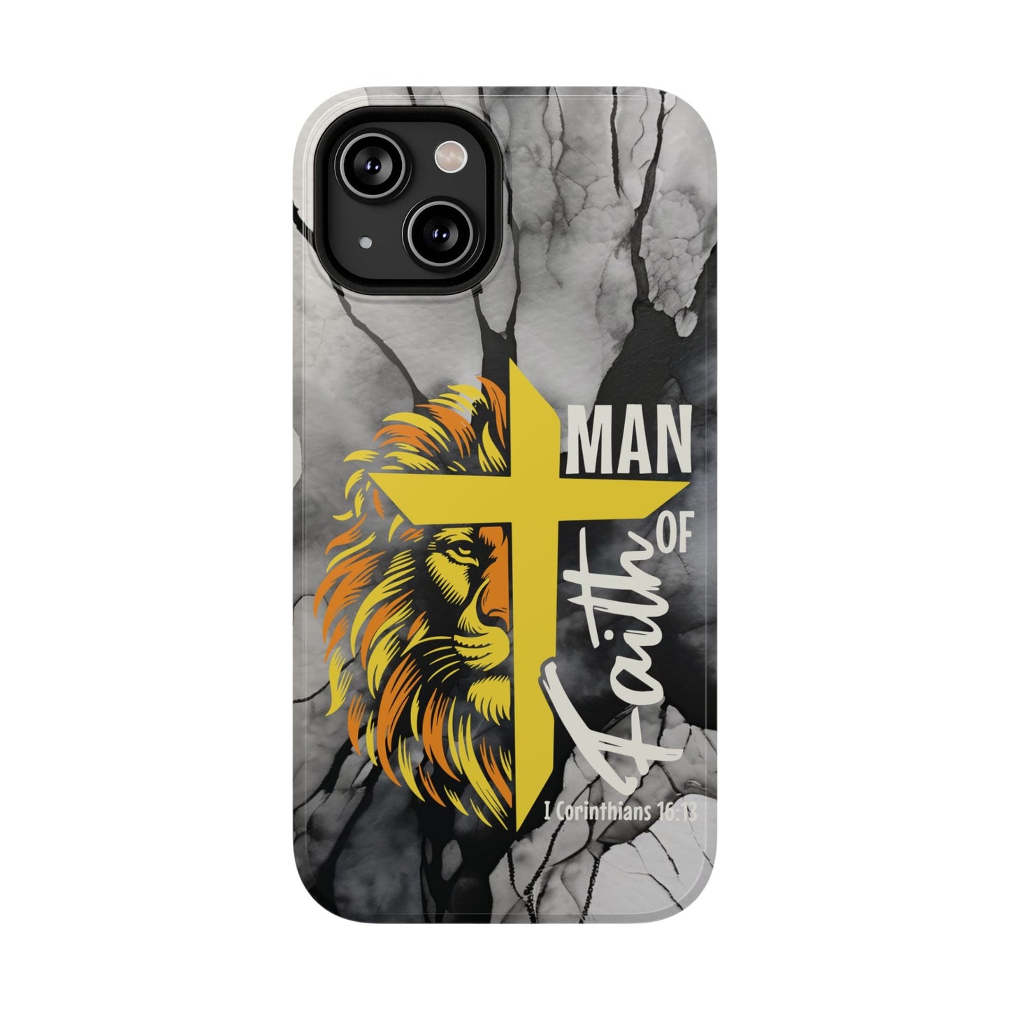Man of Faith - Impact - Resistant Phone Case - Lion & Cross (Yellow) - Sacred Stylz
