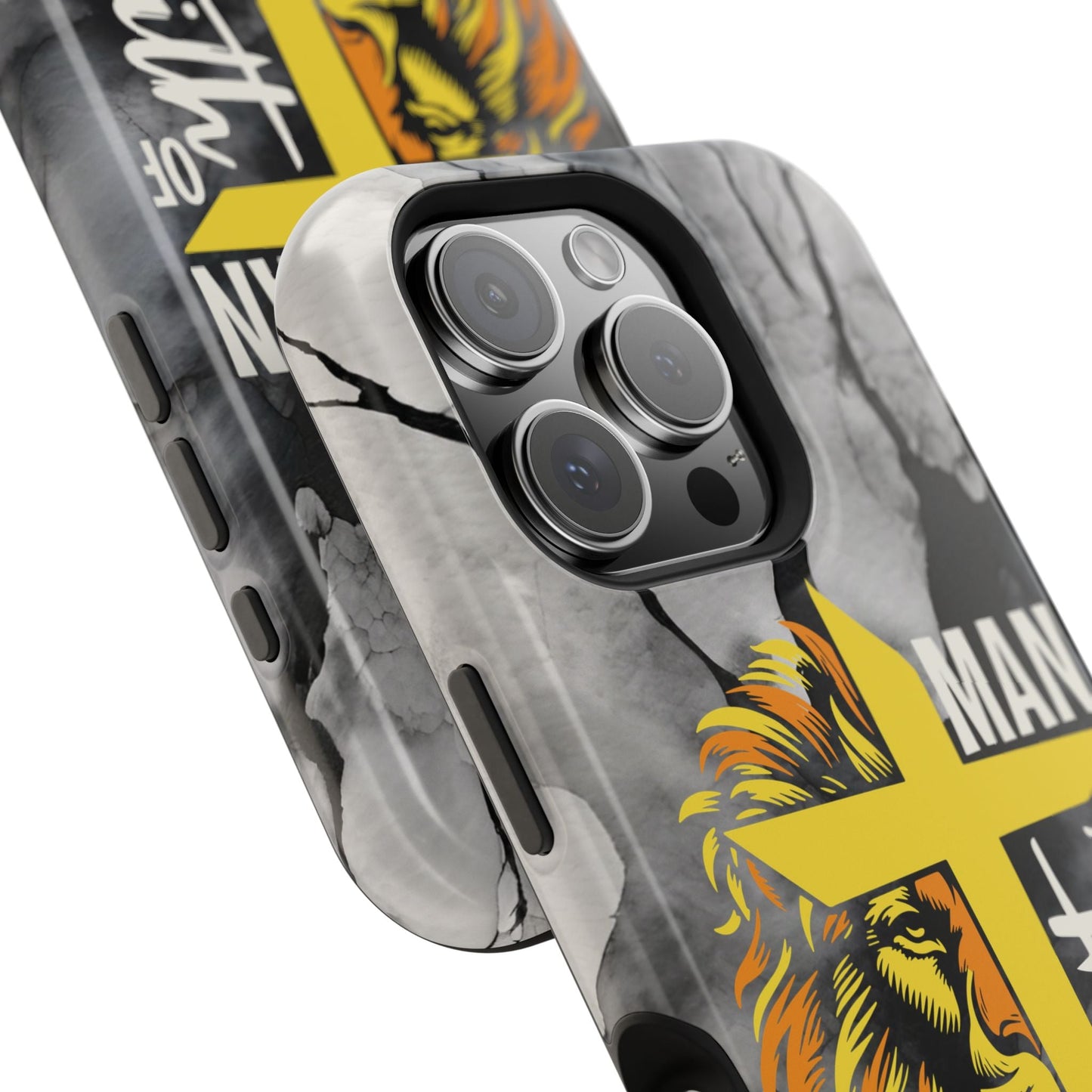 Man of Faith - Impact - Resistant Phone Case - Lion & Cross (Yellow) - Sacred Stylz