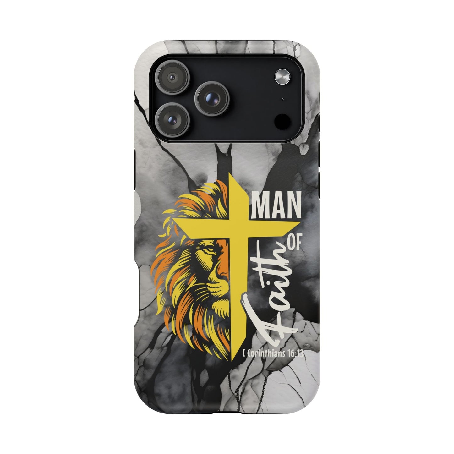 Man of Faith - Impact - Resistant Phone Case - Lion & Cross (Yellow) - Sacred Stylz