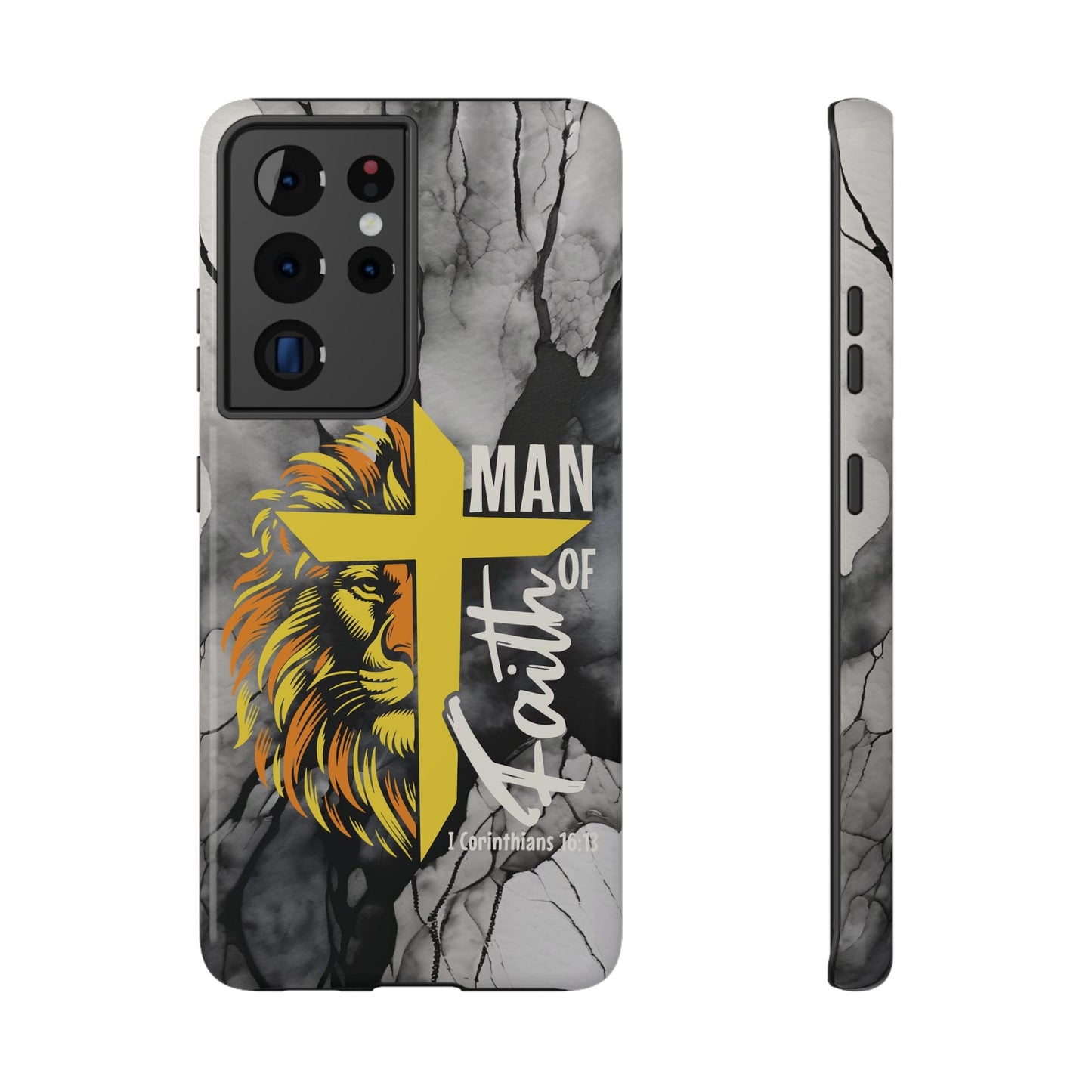 Man of Faith - Impact - Resistant Phone Case - Lion & Cross (Yellow) - Sacred Stylz