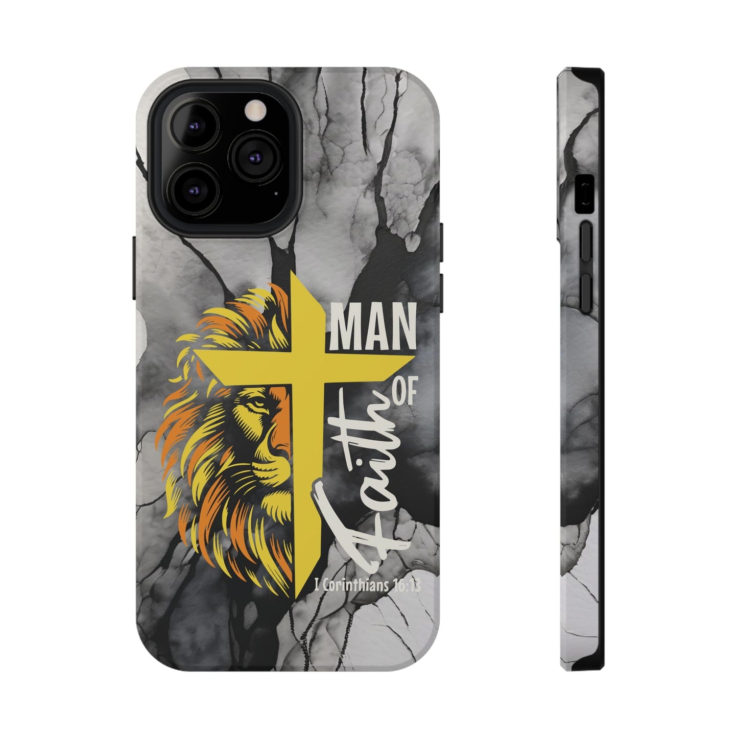 Man of Faith - Impact - Resistant Phone Case - Lion & Cross (Yellow) - Sacred Stylz