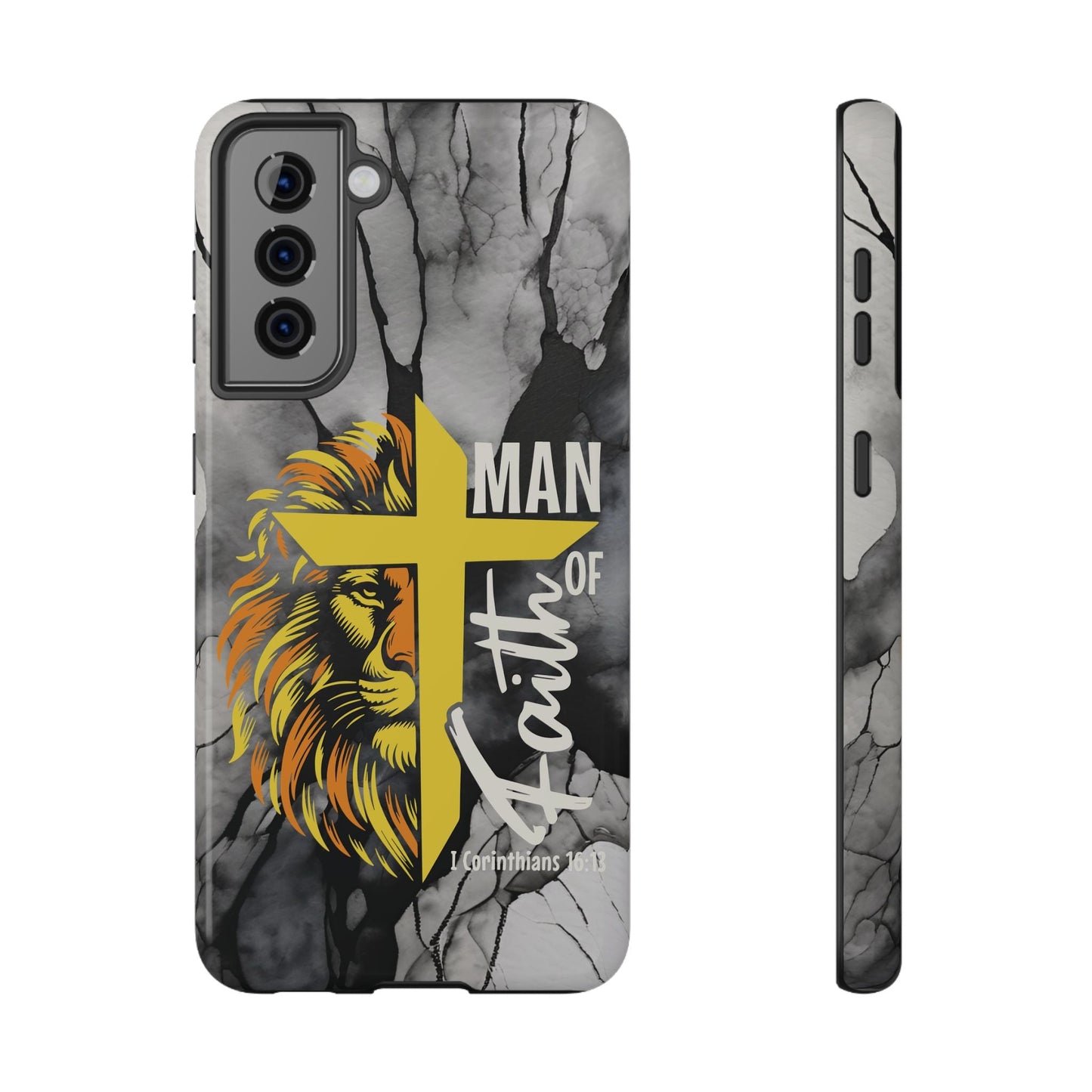 Man of Faith - Impact - Resistant Phone Case - Lion & Cross (Yellow) - Sacred Stylz