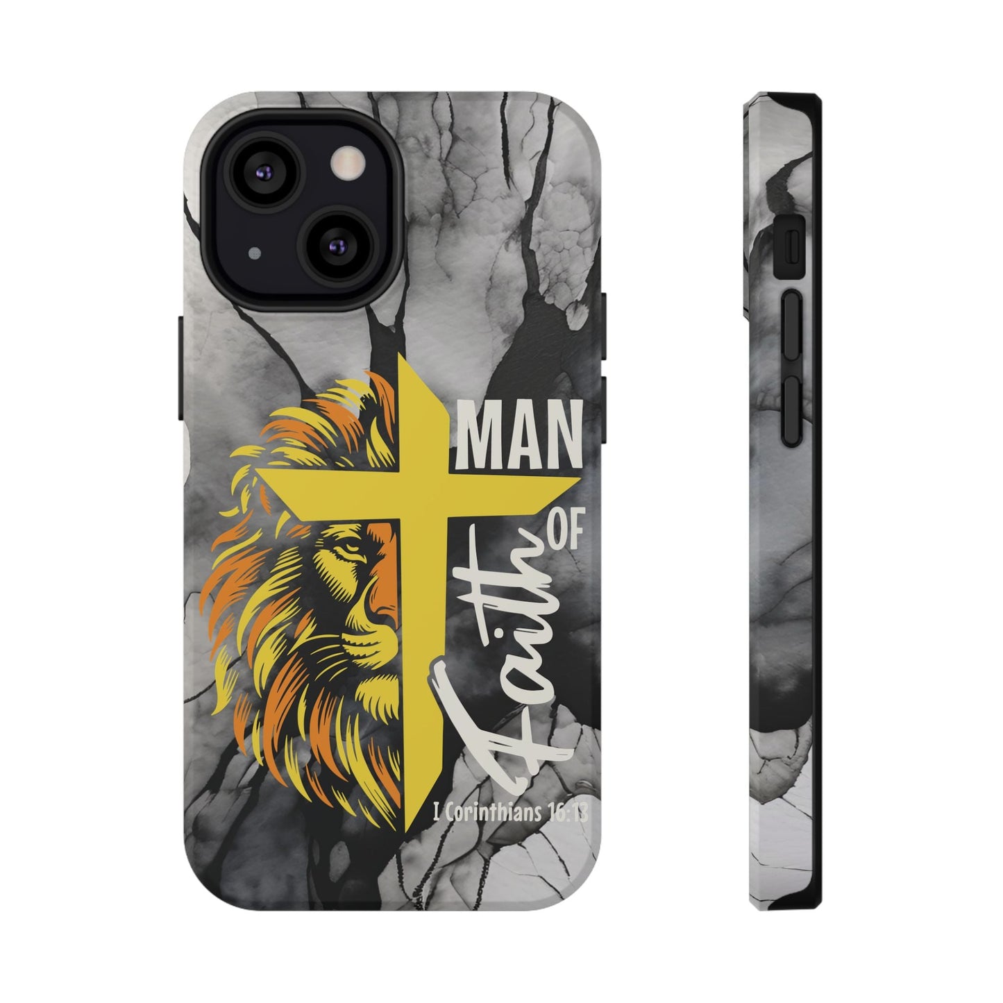 Man of Faith - Impact - Resistant Phone Case - Lion & Cross (Yellow) - Sacred Stylz