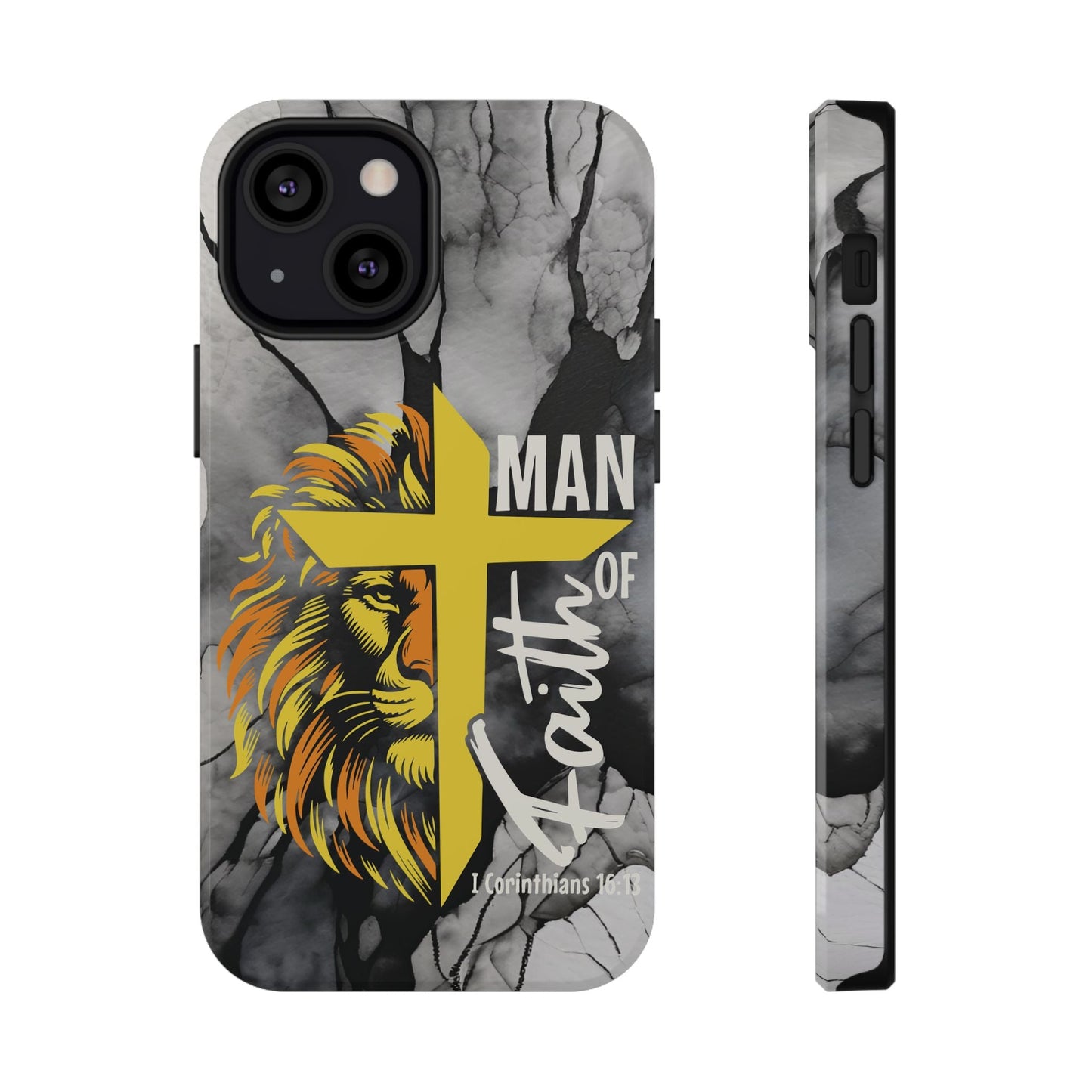 Man of Faith - Impact - Resistant Phone Case - Lion & Cross (Yellow) - Sacred Stylz