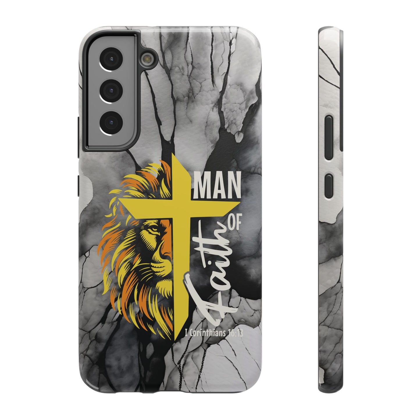 Man of Faith - Impact - Resistant Phone Case - Lion & Cross (Yellow) - Sacred Stylz