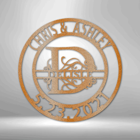 Elaborate Split Letter Family Name - Steel Sign - Sacred Stylz
