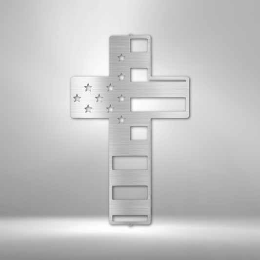Flag Cross - Steel Sign - Sacred Stylz