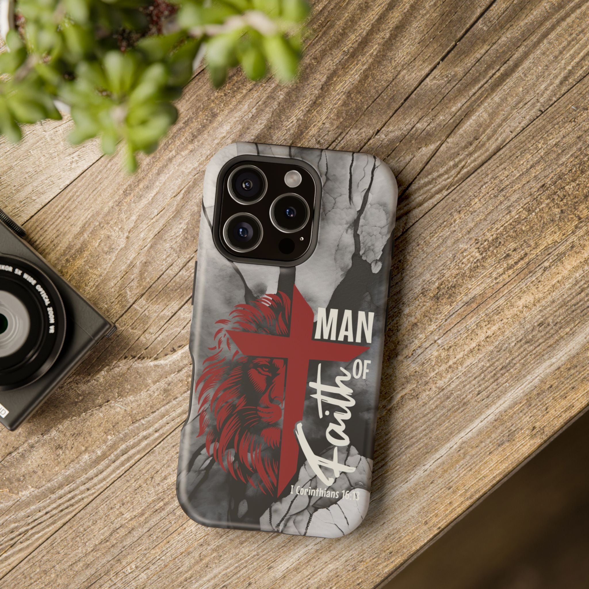 Man of Faith- Magnetic Tough Phone Case - Bible Verse (Red Lion) - (Fits Samsung & Apple)