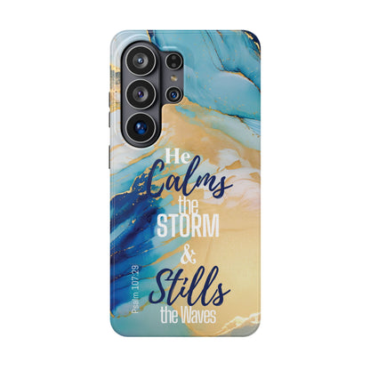 He Calms the Storm- Magnetic Tough Phone Case - Bible Verse (Ocean Marble) - (Fits Samsung & Apple)