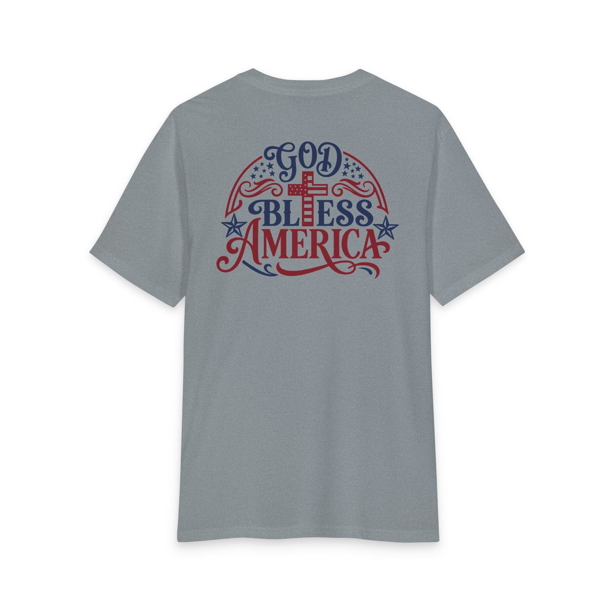 God Bless America Tri-Blend Tee - 3 Colors (Heathered Grey/White/Flint Blue Heather)