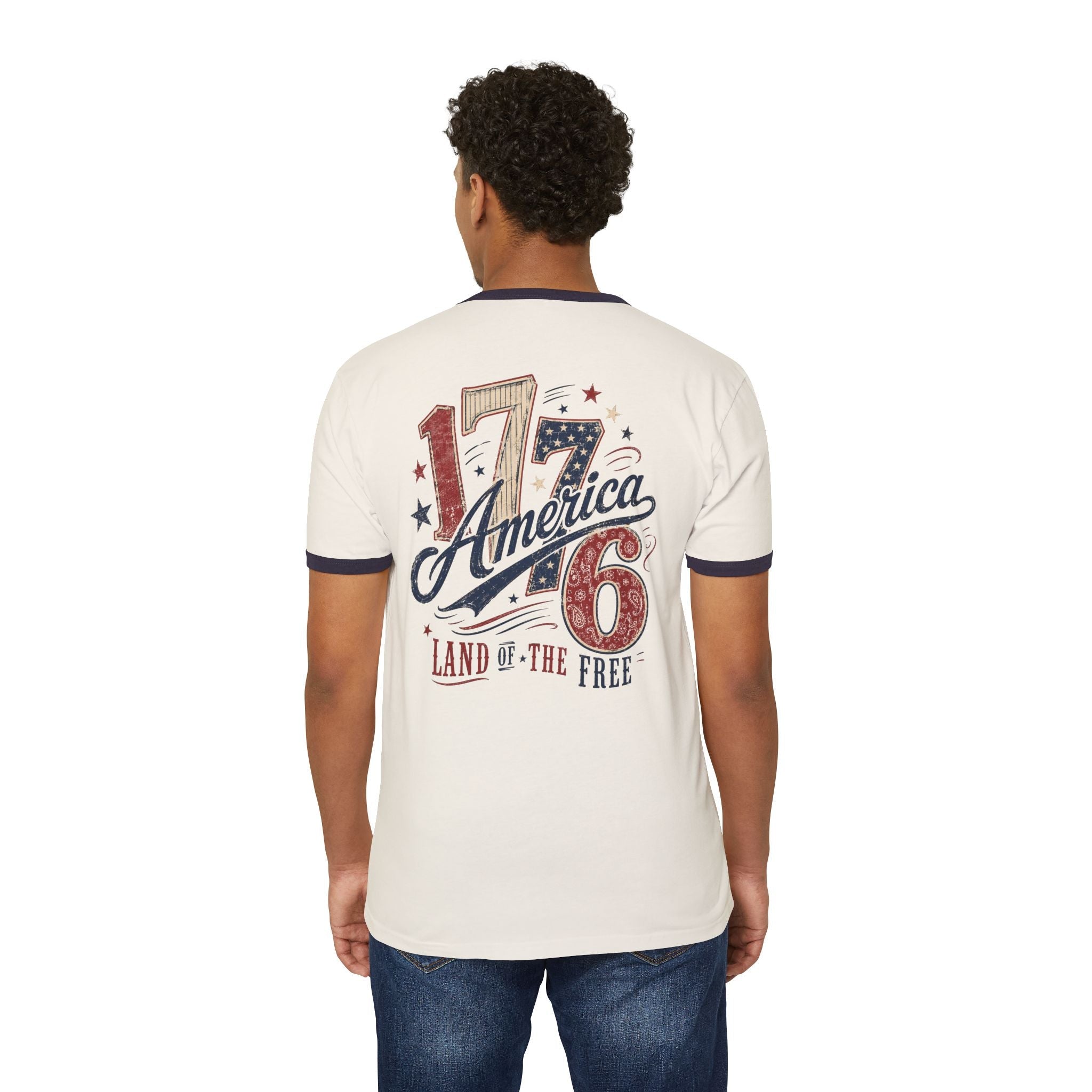 1776 Land of The Free | Vintage America Ringer Tee - Sacred Stylz