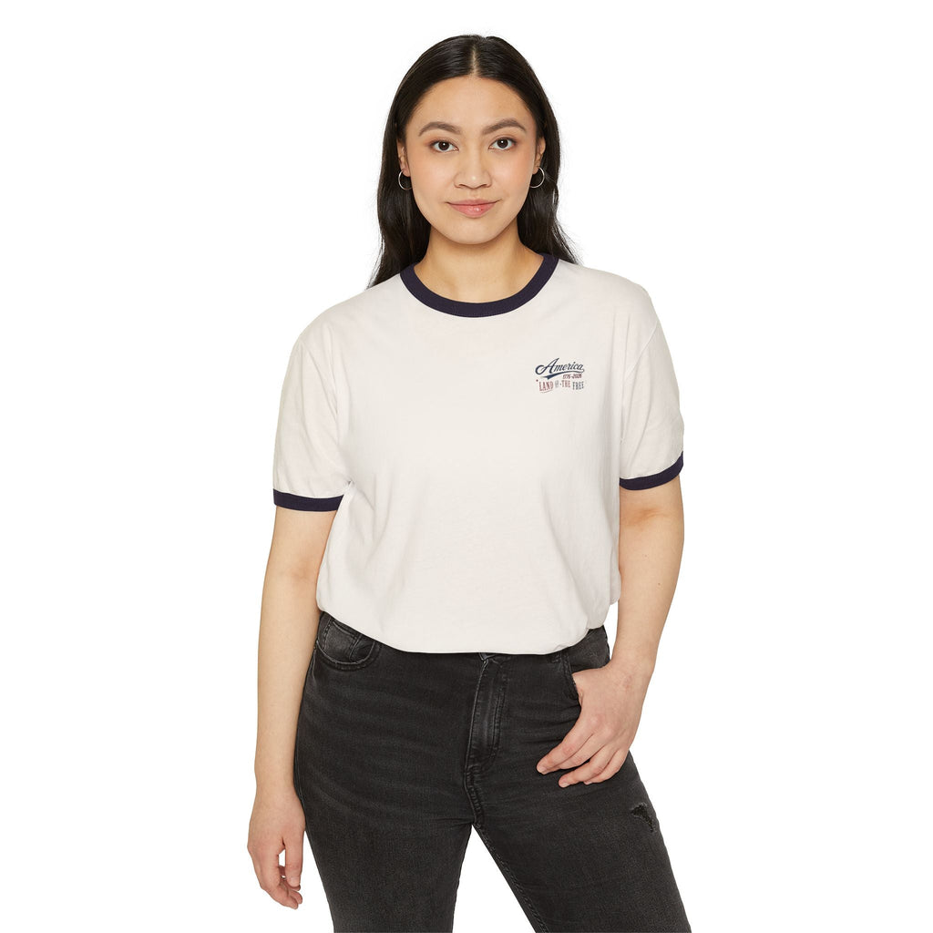 1776 Land of The Free | Vintage America Ringer Tee - Sacred Stylz