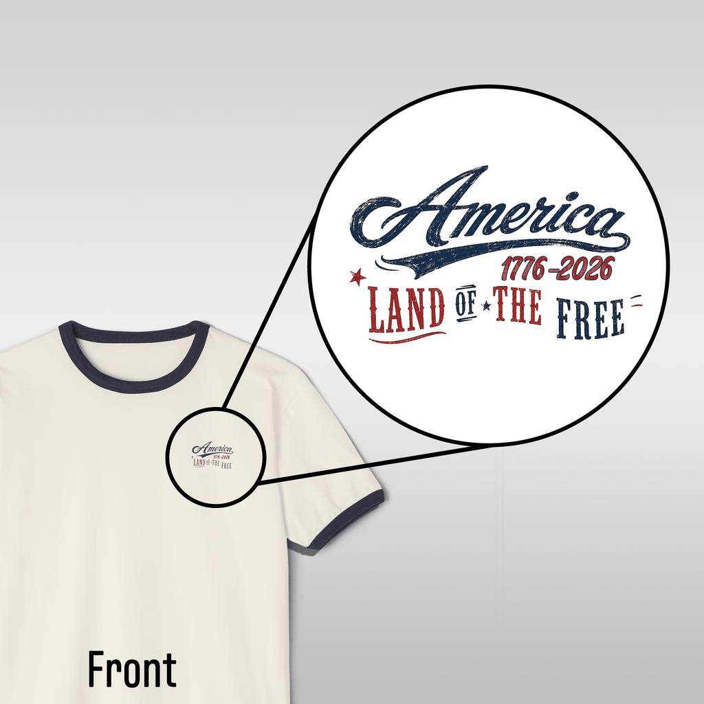 1776 Land of The Free | Vintage America Ringer Tee - Sacred Stylz