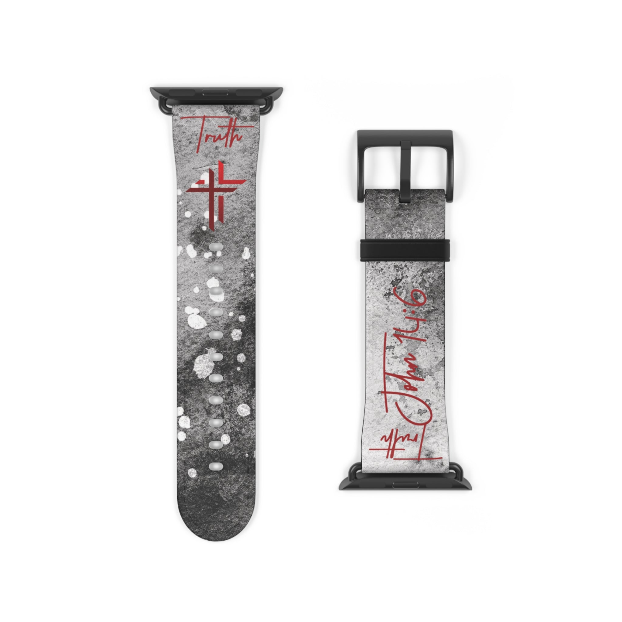 Truth John 14:6 Band for Apple Watch 38-41/42-45– Black & White | Faux Leather