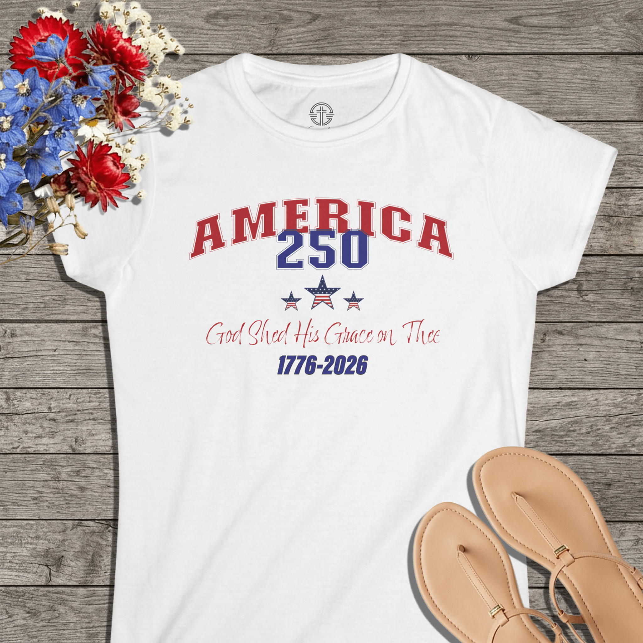 250 Years America | God Shed His Grace on Thee | Women's Softstyle Tee - Sacred Stylz