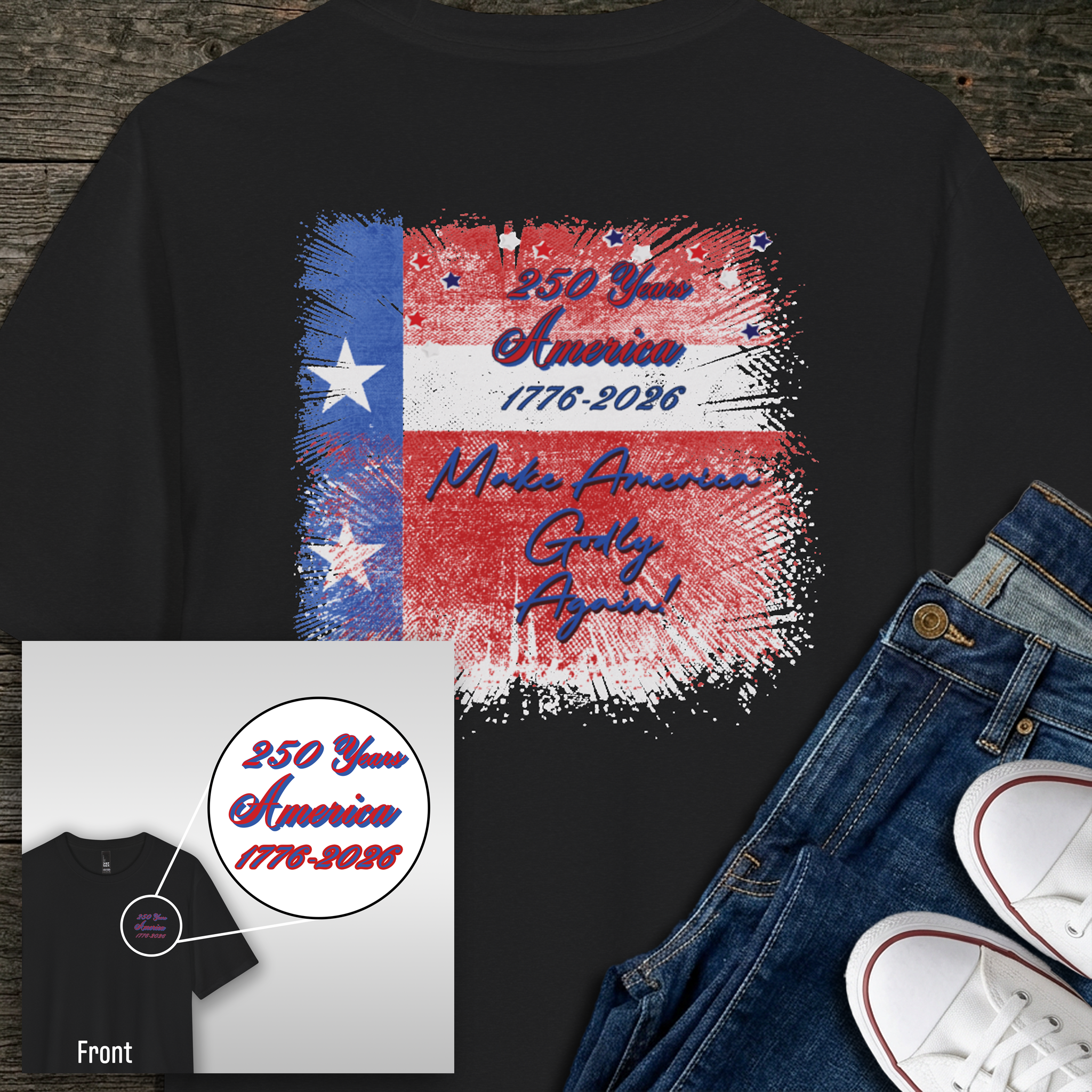 250 Years | Make America Godly Again Tri-Blend Tee-3 Colors (White/Royal Frost/Black)