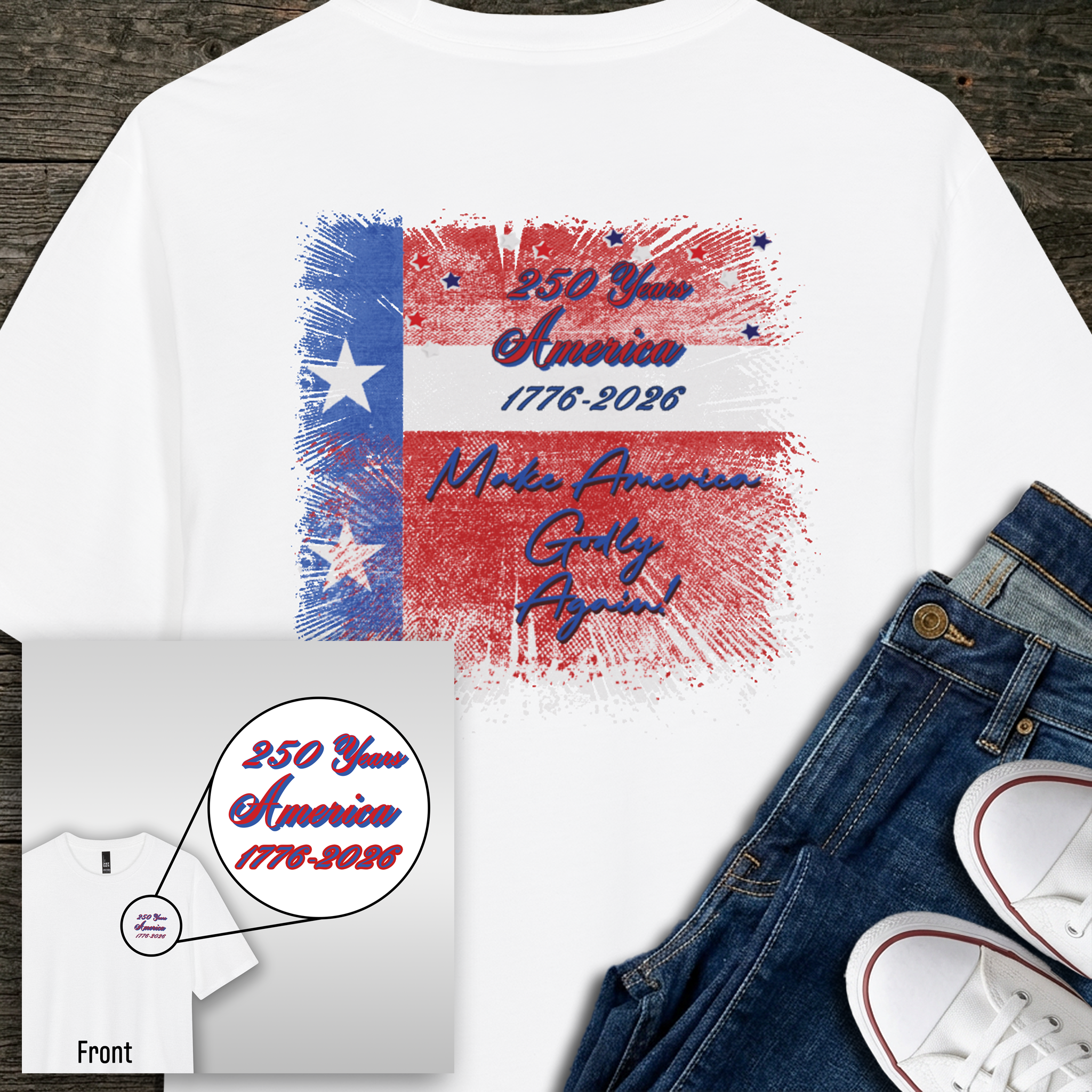250 Years | Make America Godly Again Tri-Blend Tee-3 Colors (White/Royal Frost/Black)