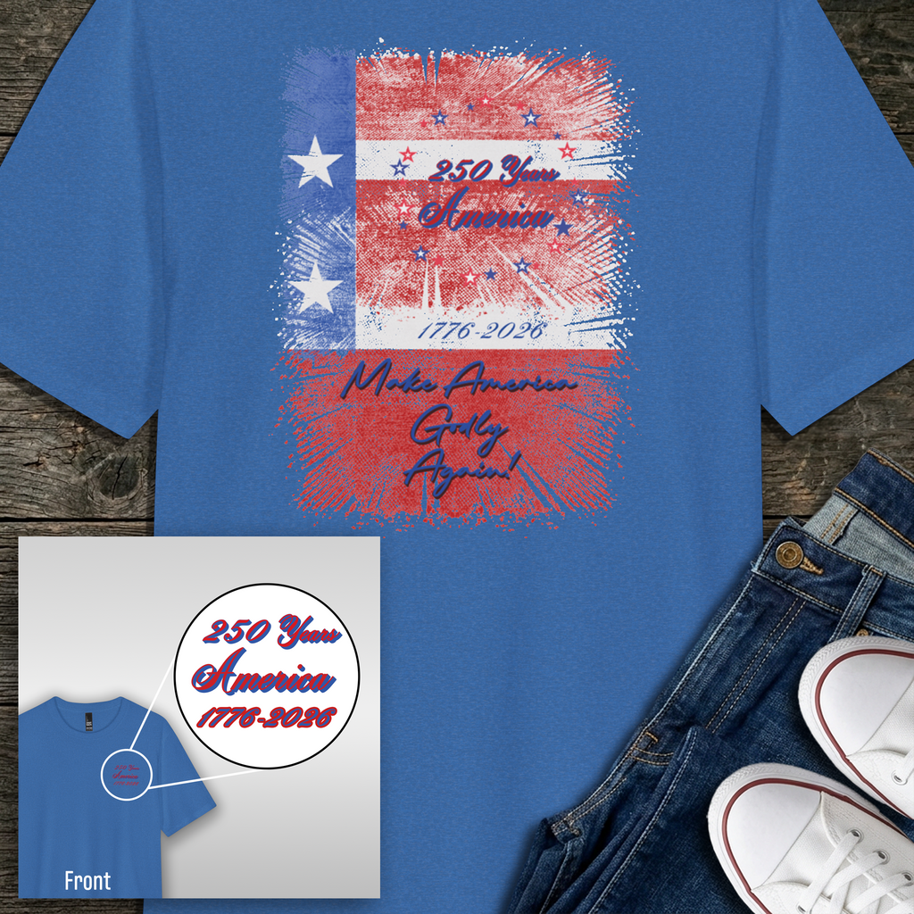 250 Years Make America Godly Again Tri-Blend Tee-3 Colors (White/Royal Frost/Black)
