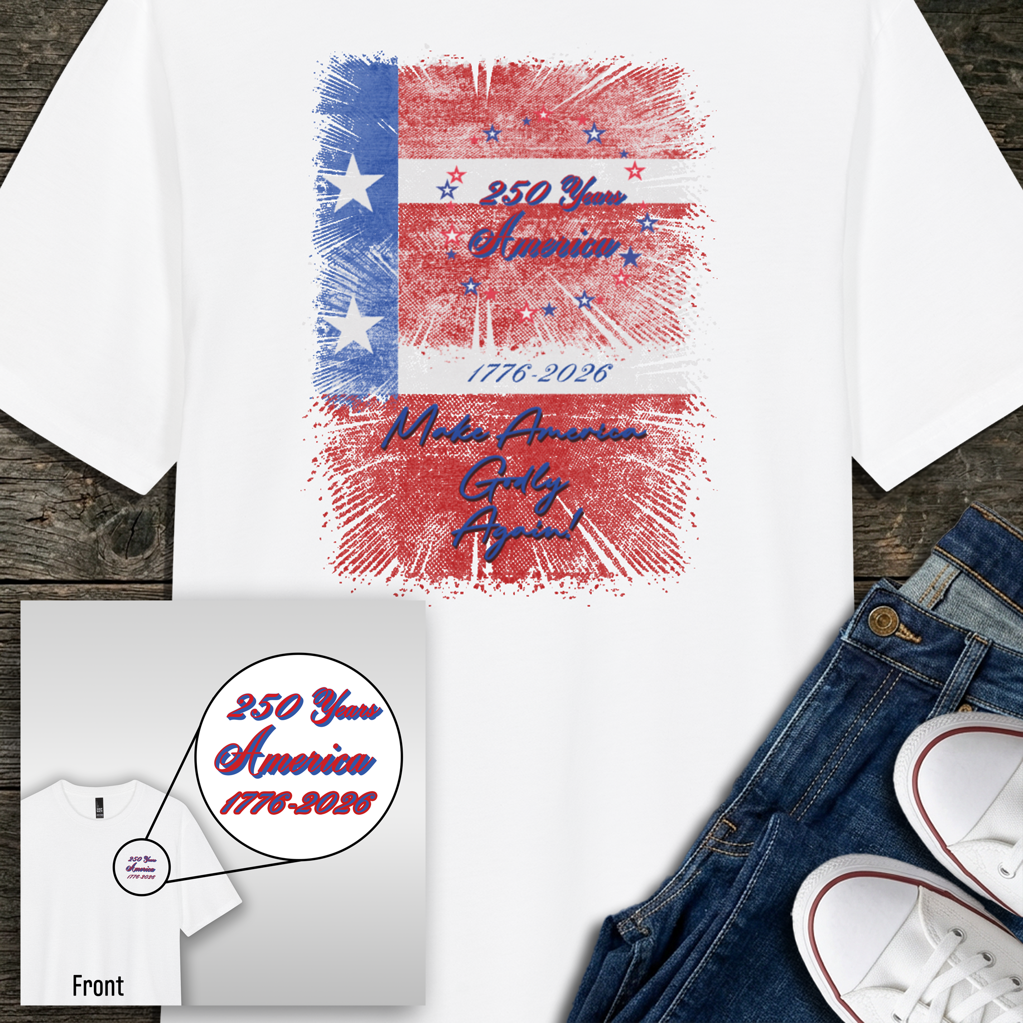 250 Years Make America Godly Again Tri-Blend Tee-3 Colors (White/Royal Frost/Black)