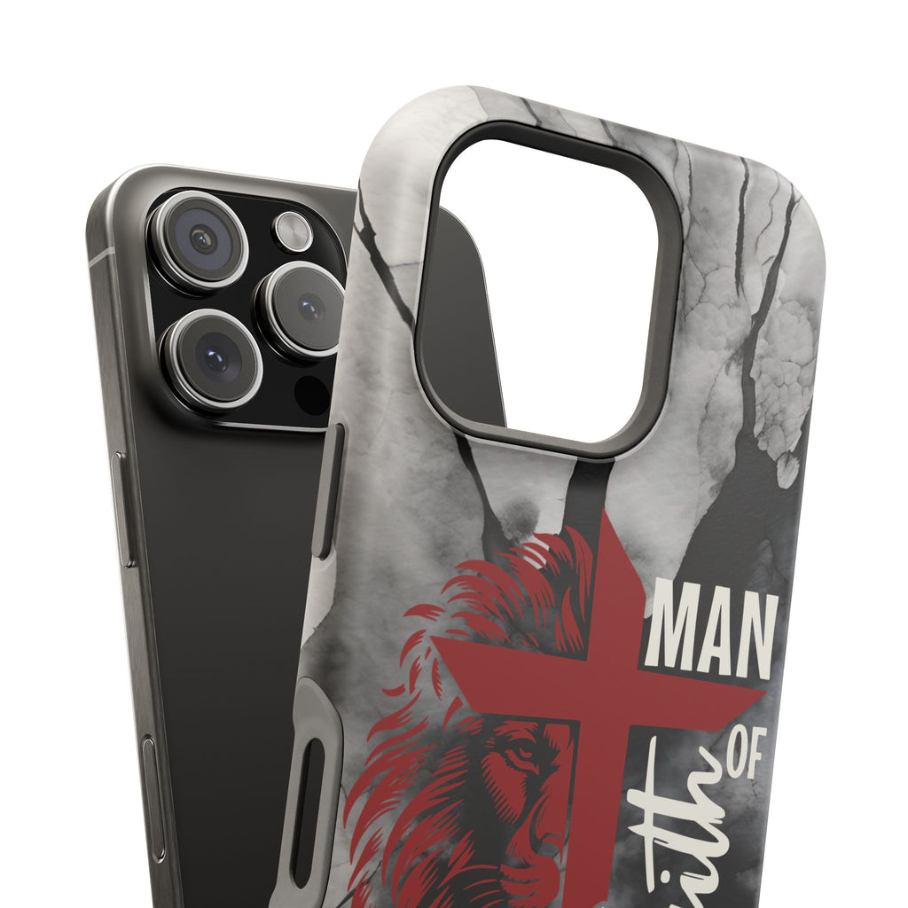 Man of Faith- Magnetic Tough Phone Case - Bible Verse (Red Lion) - (Fits Samsung & Apple)