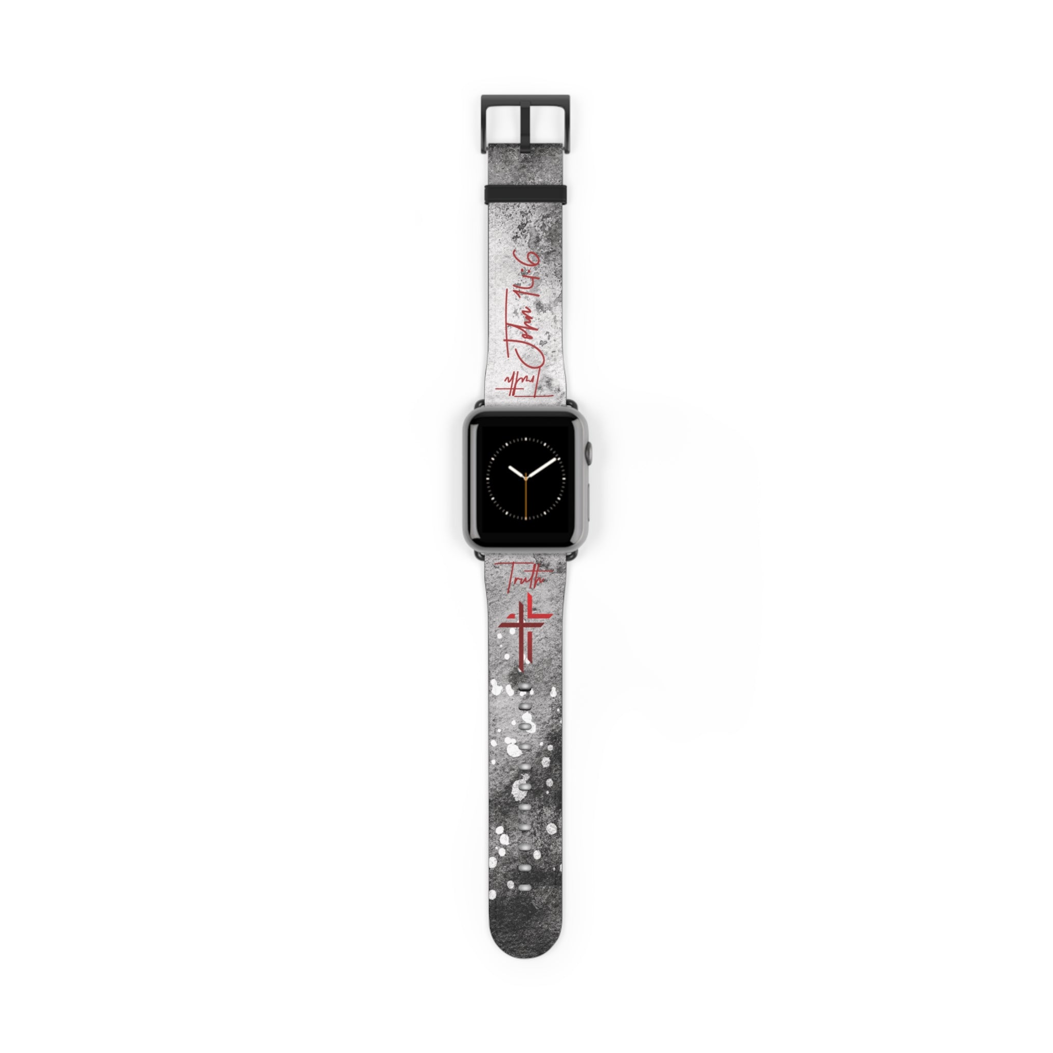 Truth John 14:6 Band for Apple Watch 38-41/42-45– Black & White | Faux Leather