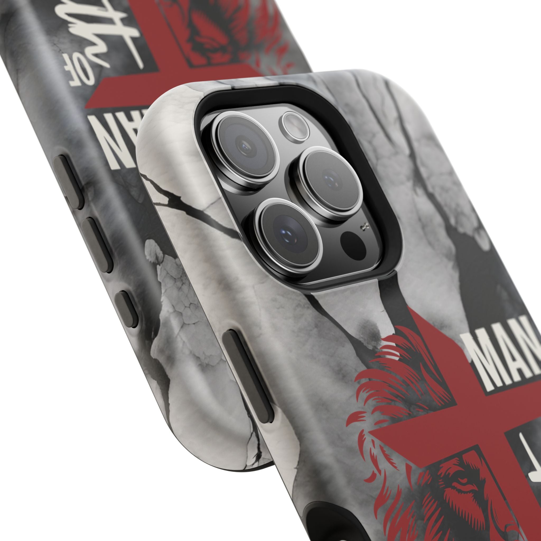 Man of Faith- Magnetic Tough Phone Case - Bible Verse (Red Lion) - (Fits Samsung & Apple)