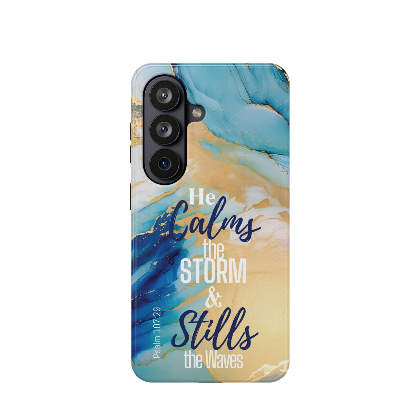 He Calms the Storm- Magnetic Tough Phone Case - Bible Verse (Ocean Marble) - (Fits Samsung & Apple)