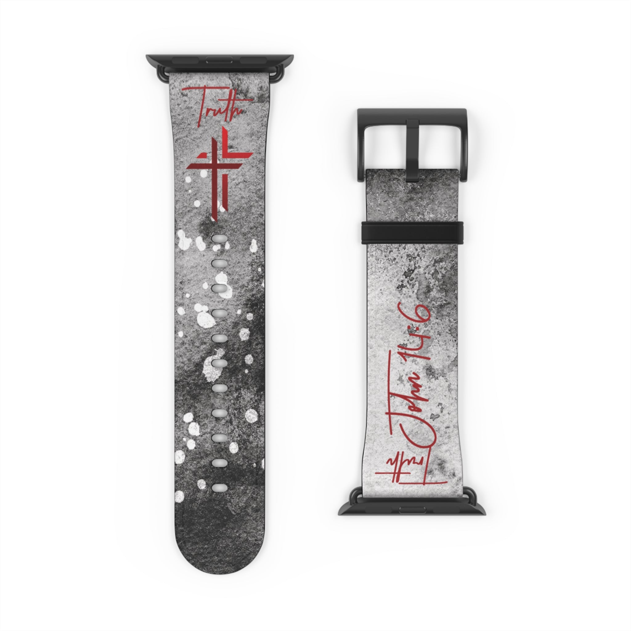 Truth John 14:6 Band for Apple Watch 38-41/42-45– Black & White | Faux Leather